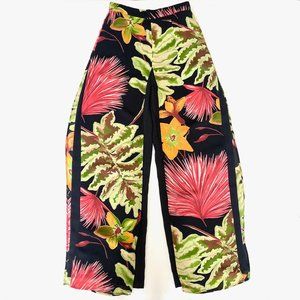 Vtg 90s Caché Tropical Floral Sheer Layer Pants sz 6 27"
